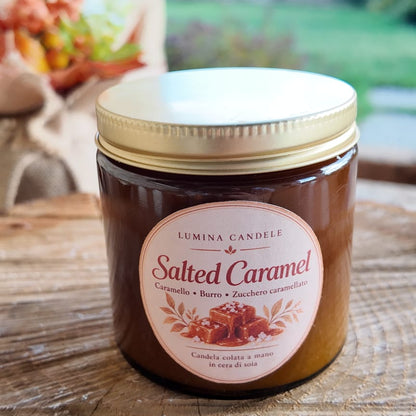 candele ambra in contenitore